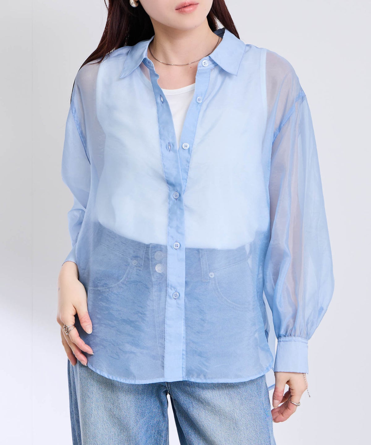 Free Nature シアーシャツアンサンブル インナー付き レディース