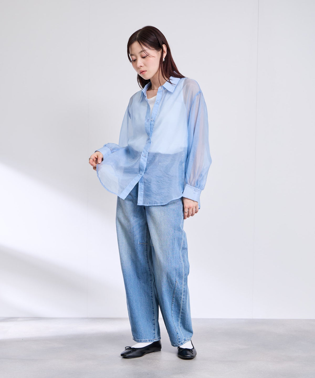 Free Nature シアーシャツアンサンブル インナー付き レディース