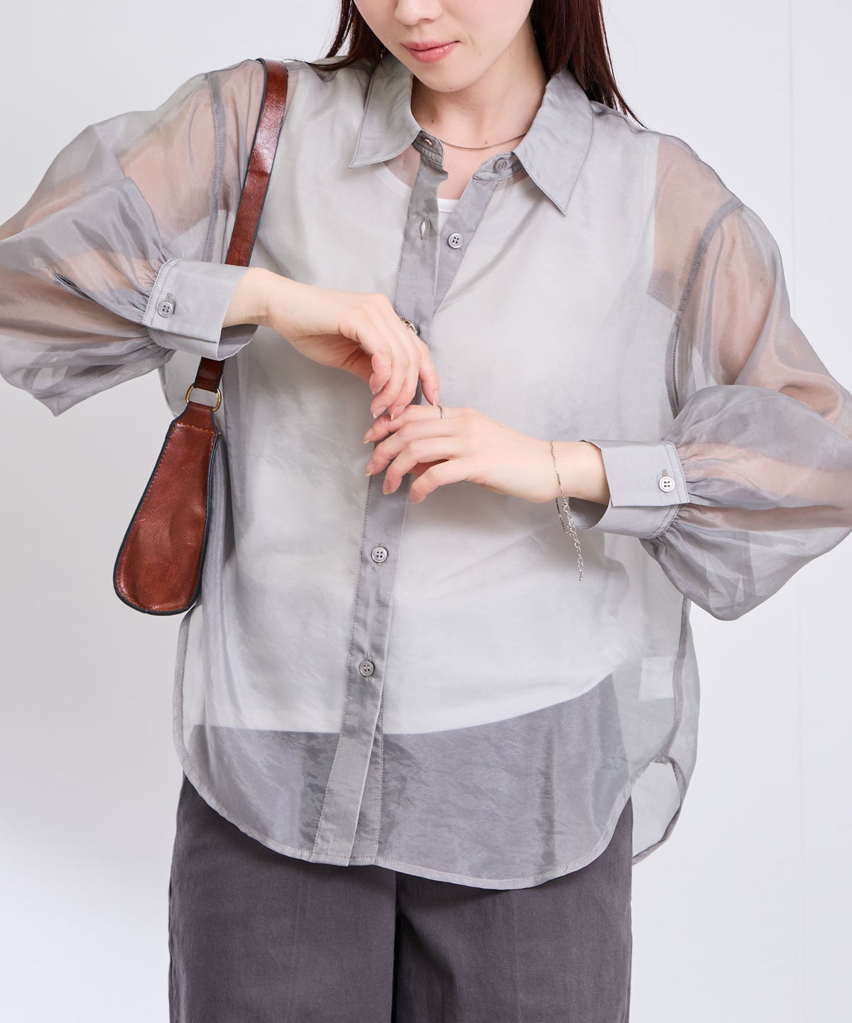 Free Nature シアーシャツアンサンブル インナー付き レディース