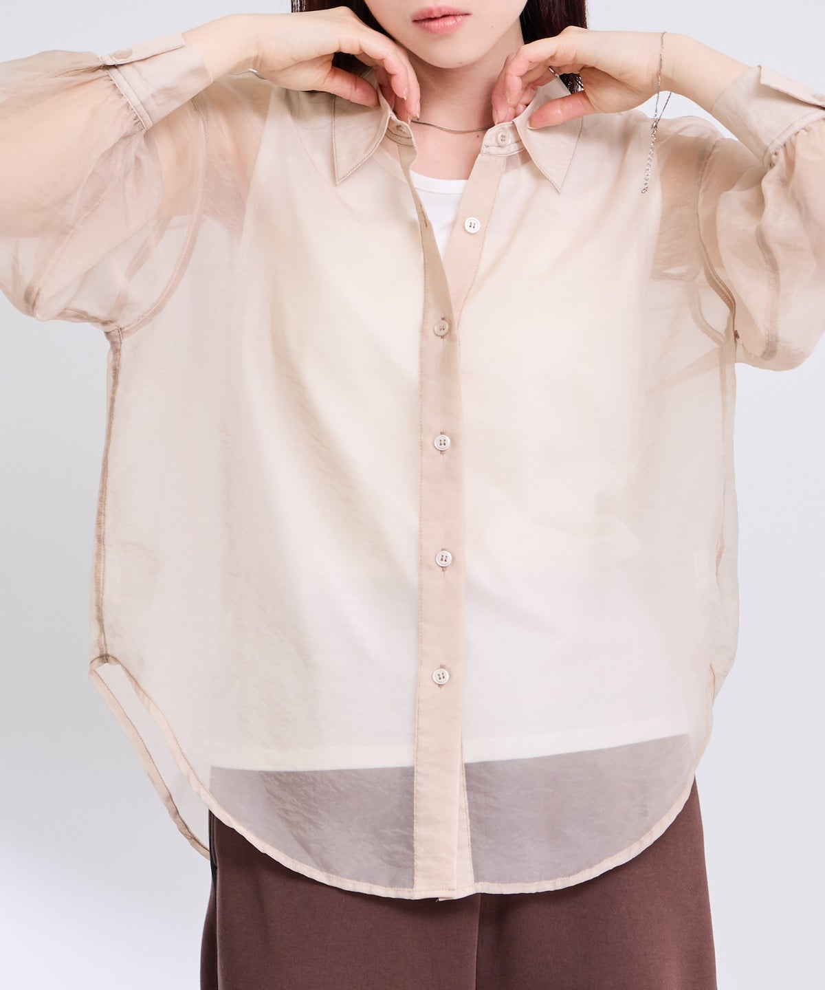 Free Nature シアーシャツアンサンブル インナー付き レディース