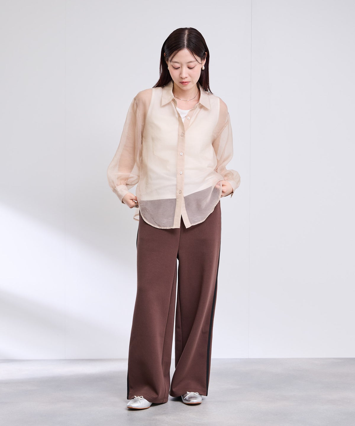 Free Nature シアーシャツアンサンブル インナー付き レディース