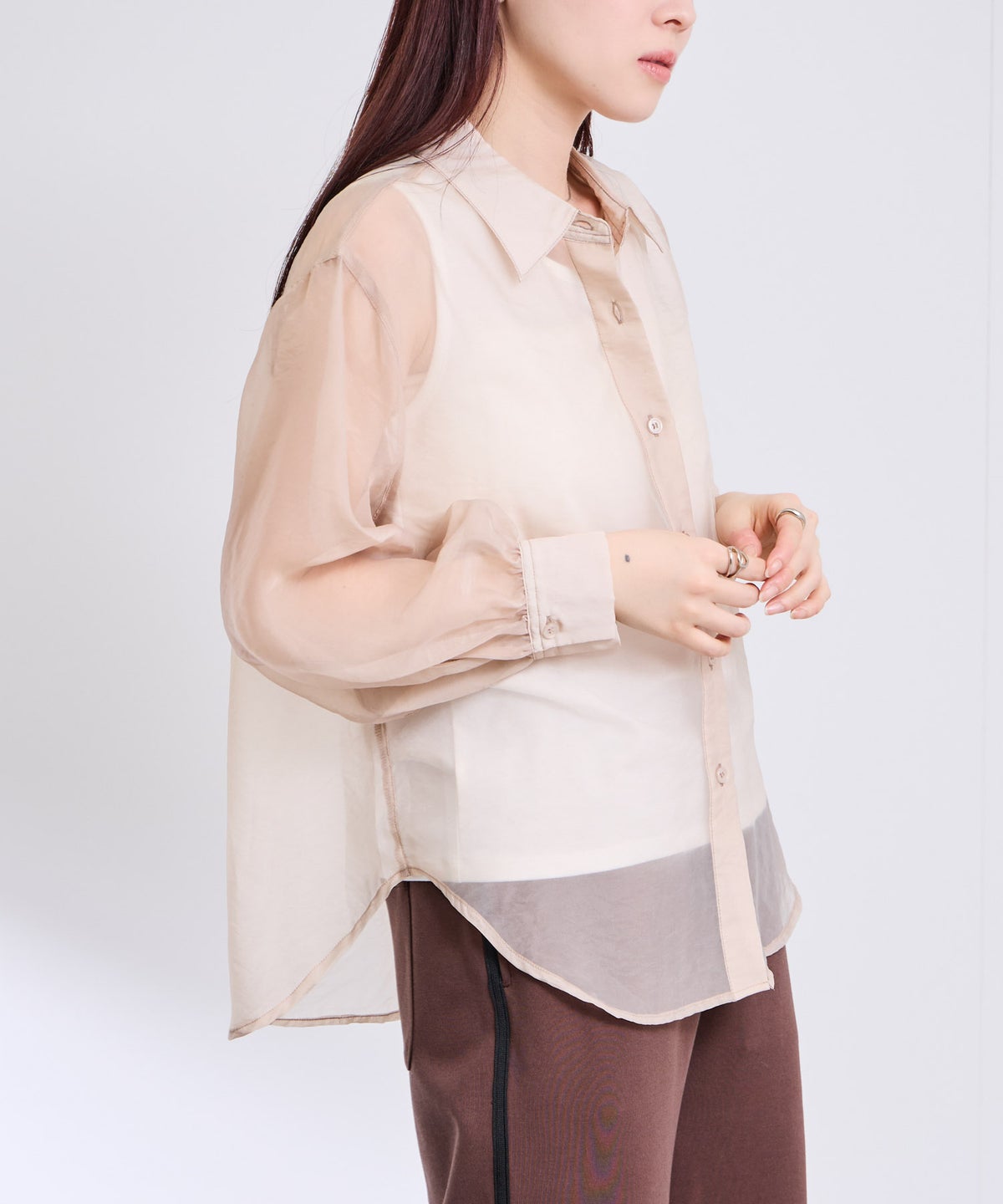 Free Nature シアーシャツアンサンブル インナー付き レディース
