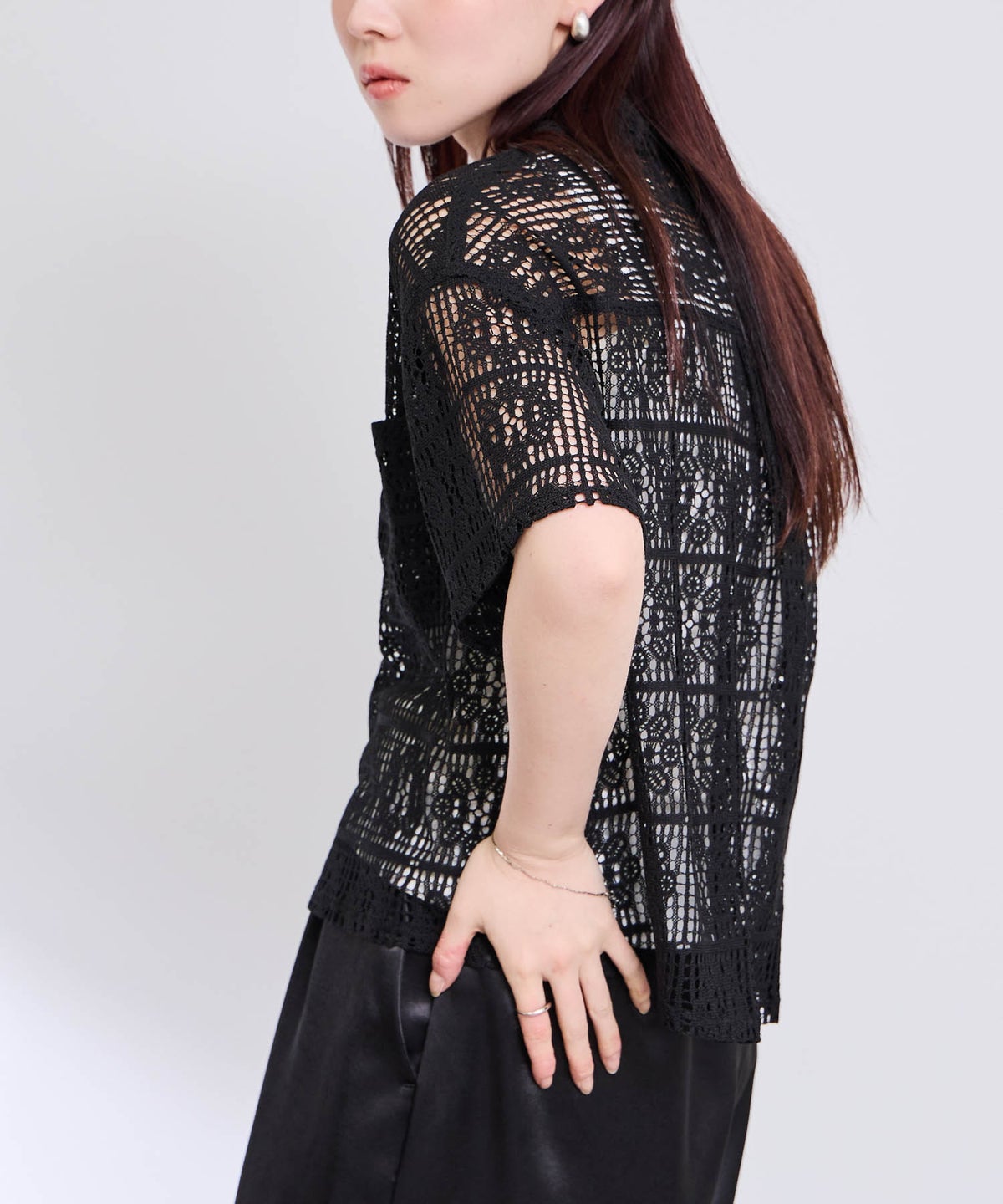 Free Nature レースクロップド丈シャツ レディース