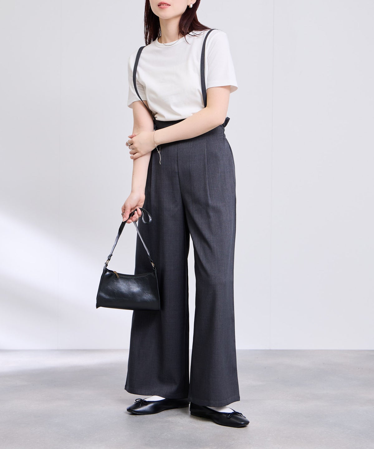 Free Nature リネンライクサロペット＋Tシャツ アンサンブル レディース