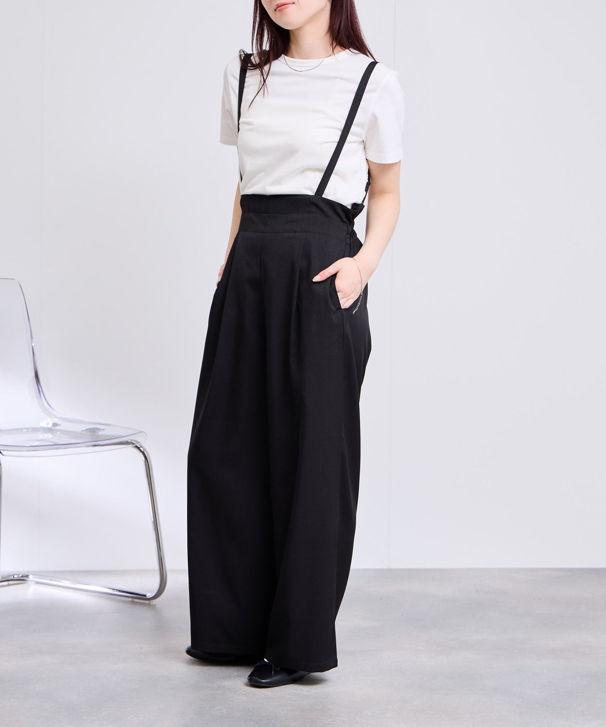 Free Nature リネンライクサロペット＋Tシャツ アンサンブル レディース