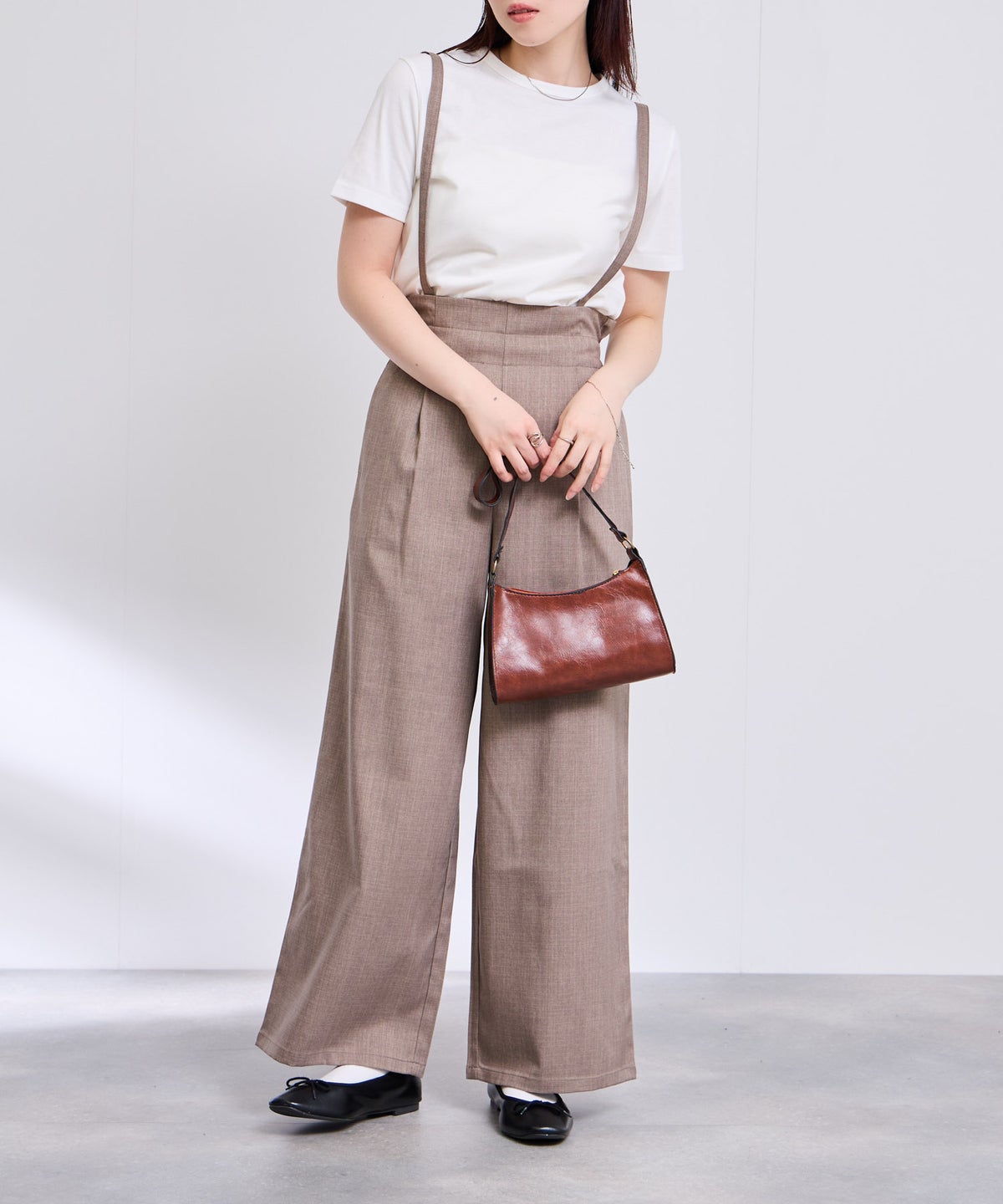 Free Nature リネンライクサロペット＋Tシャツ アンサンブル レディース