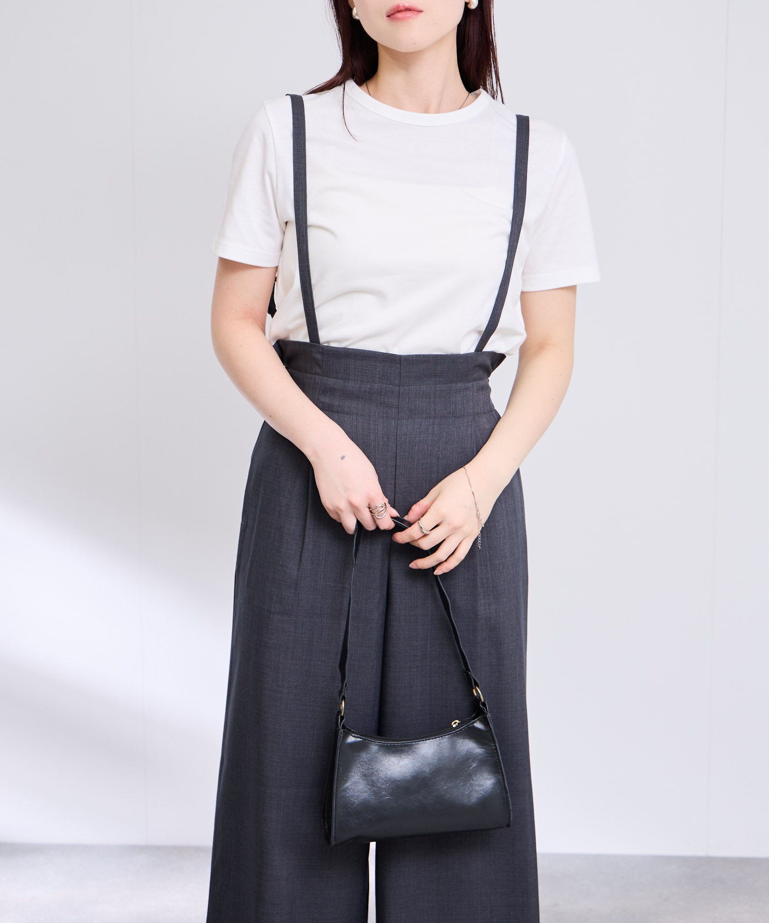 Free Nature リネンライクサロペット＋Tシャツ アンサンブル レディース