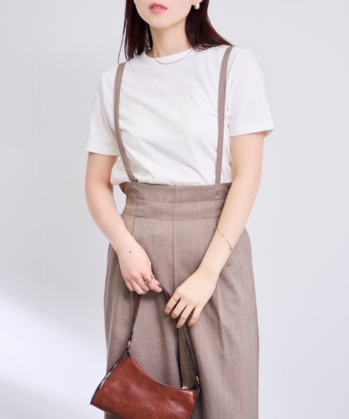 Free Nature リネンライクサロペット＋Tシャツ アンサンブル レディース