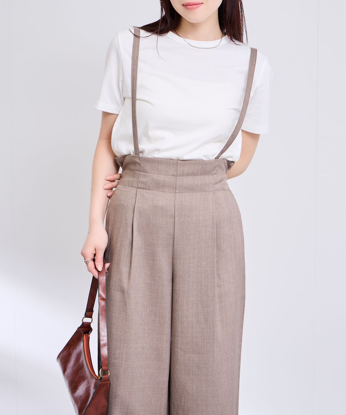 Free Nature リネンライクサロペット＋Tシャツ アンサンブル レディース