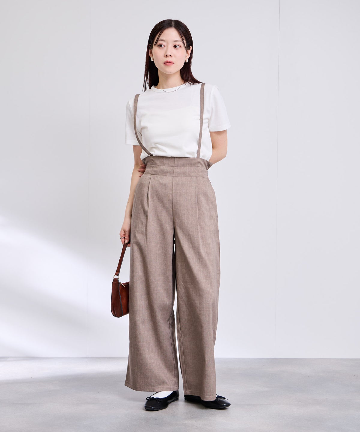 Free Nature リネンライクサロペット＋Tシャツ アンサンブル レディース