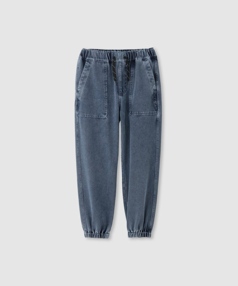 NAVY SARARI ニットデニム ベーカーポケット ジョガーパンツ 冷感 ストレッチ性 キッズ商品画像-1