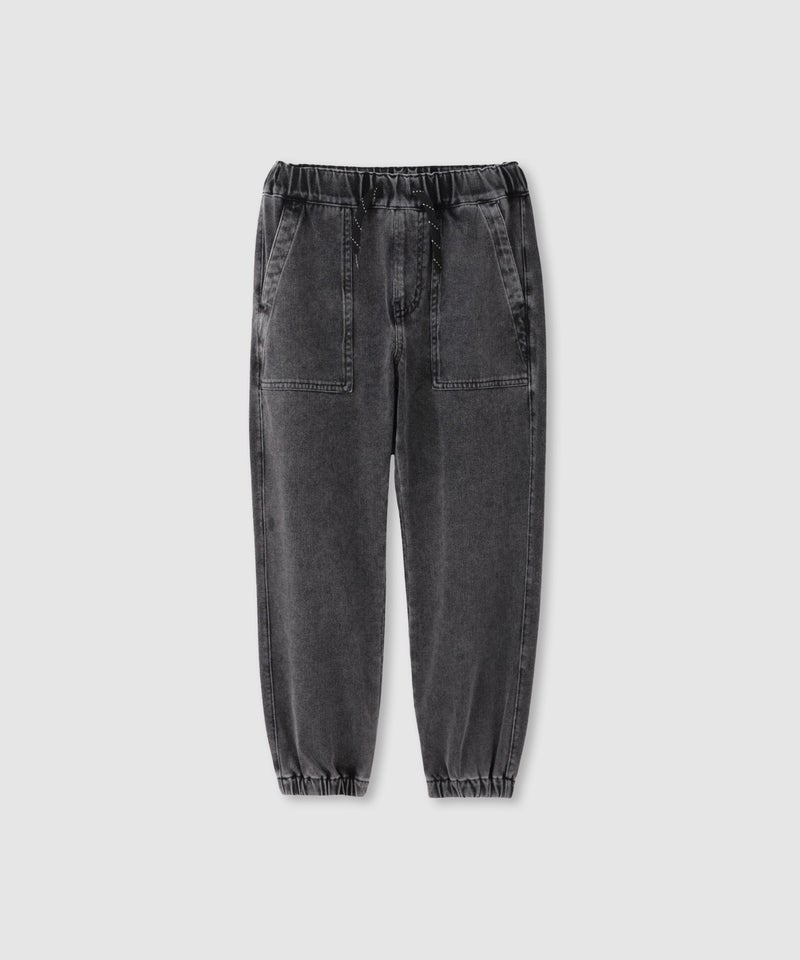 NAVY  SARARI ニットデニム ベーカーポケット ジョガーパンツ 冷感 ストレッチ性 キッズ商品画像-2