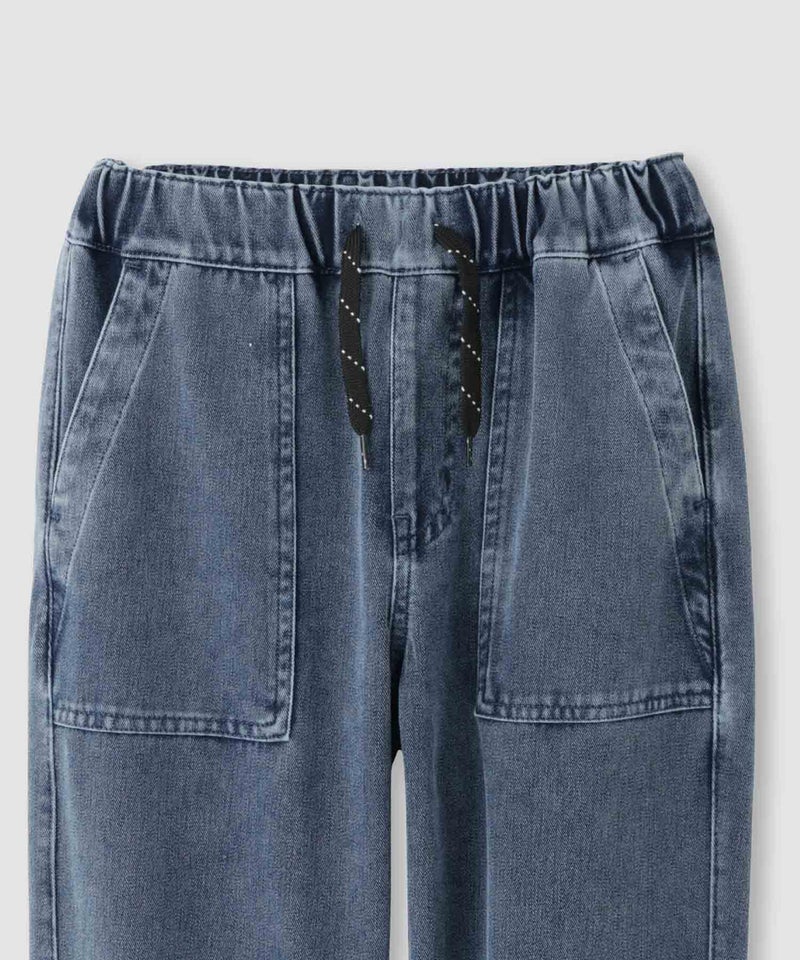 NAVY  SARARI ニットデニム ベーカーポケット ジョガーパンツ 冷感 ストレッチ性 キッズ商品画像-4