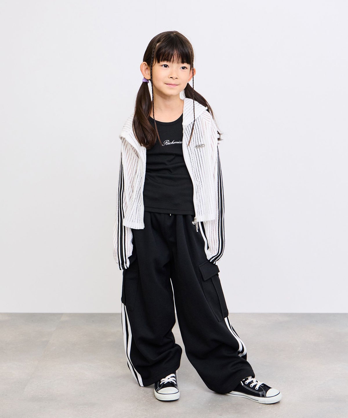 RICH MIX サイドライン ロゴプレート カット カーゴパンツ キッズ