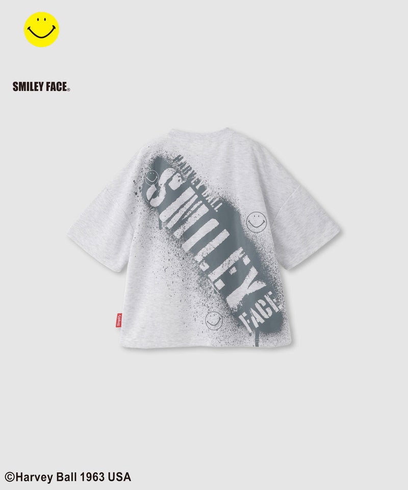 Simplify  スマイリーフェイス バックプリント ビッグTシャツ キッズ メール便 対応商品商品画像-3