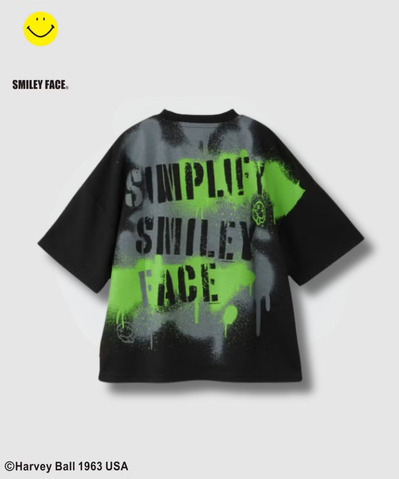 Simplify スマイリーフェイス バックプリント ビッグTシャツ キッズ メール便 対応商品商品画像-2
