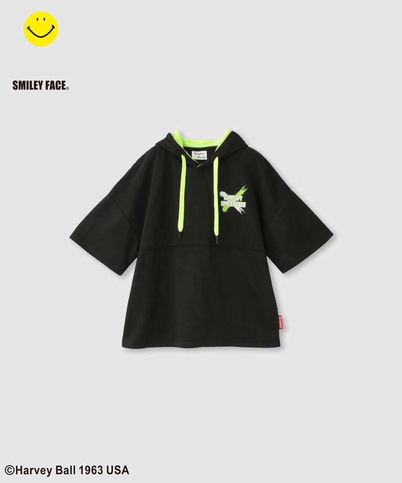 Simplify スマイリーフェイス ペイントグラフィック ダンボールニット 半袖パーカー キッズ商品画像-3