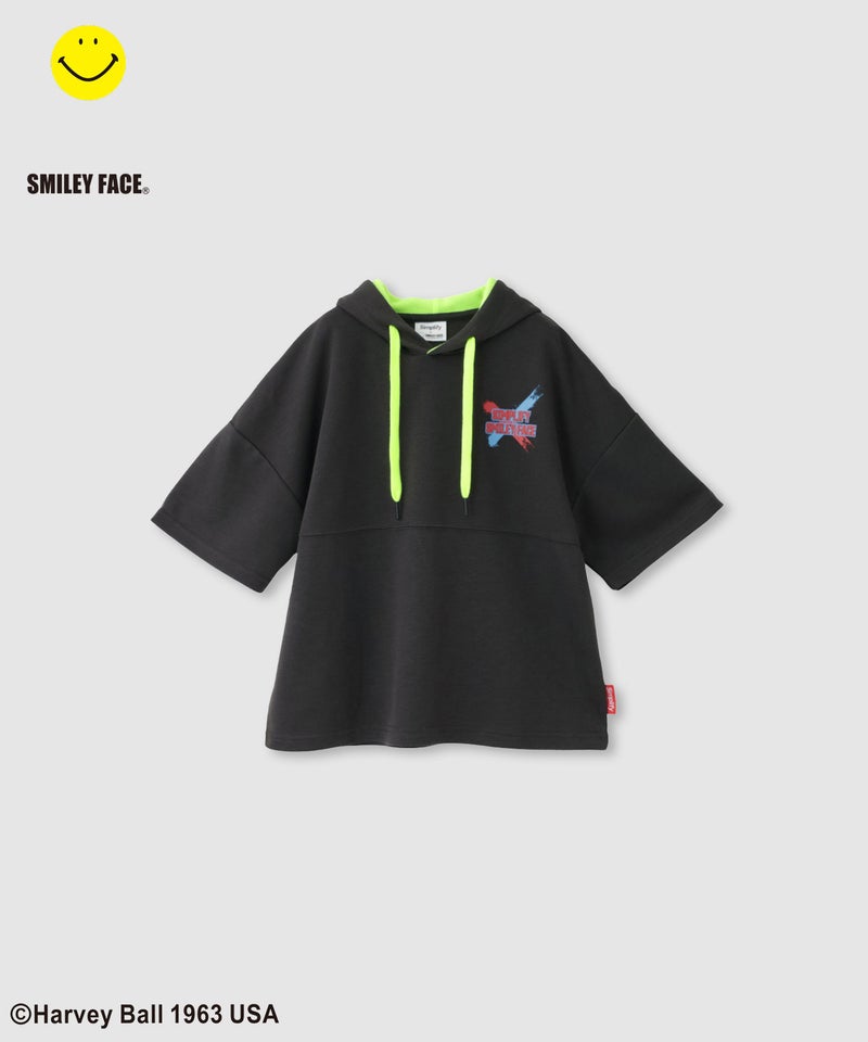 Simplify スマイリーフェイス ペイントグラフィック ダンボールニット 半袖パーカー キッズ商品画像-4