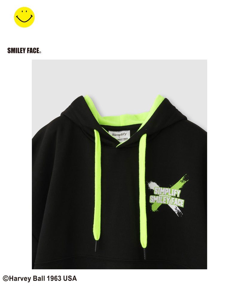 Simplify  スマイリーフェイス ペイントグラフィック ダンボールニット 半袖パーカー キッズ商品画像-5