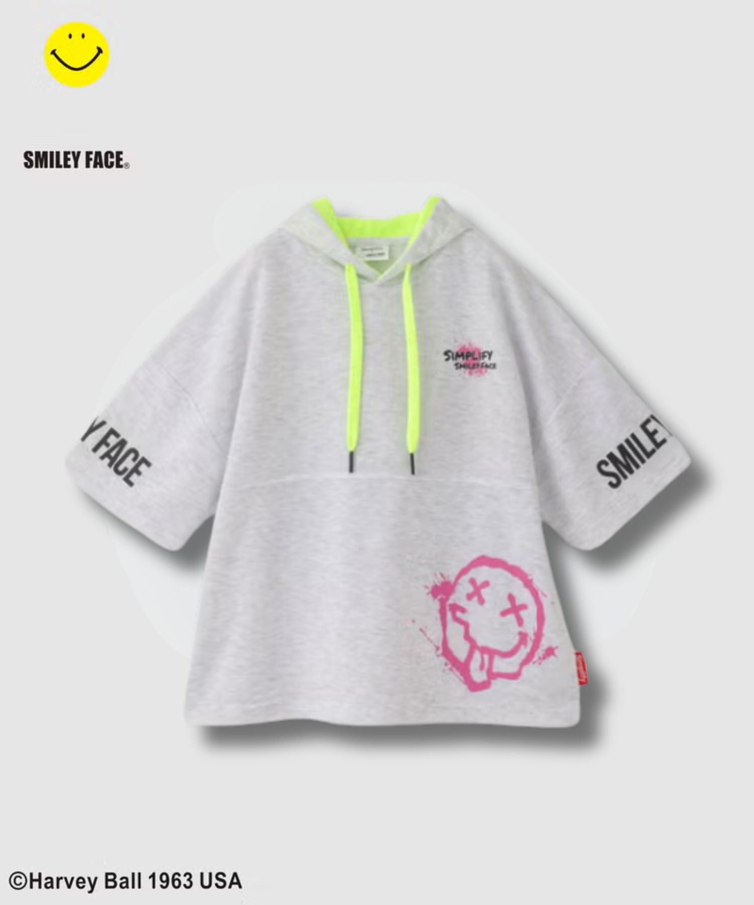 Simplify スマイリーフェイス ダンボールニット 半袖パーカー キッズ