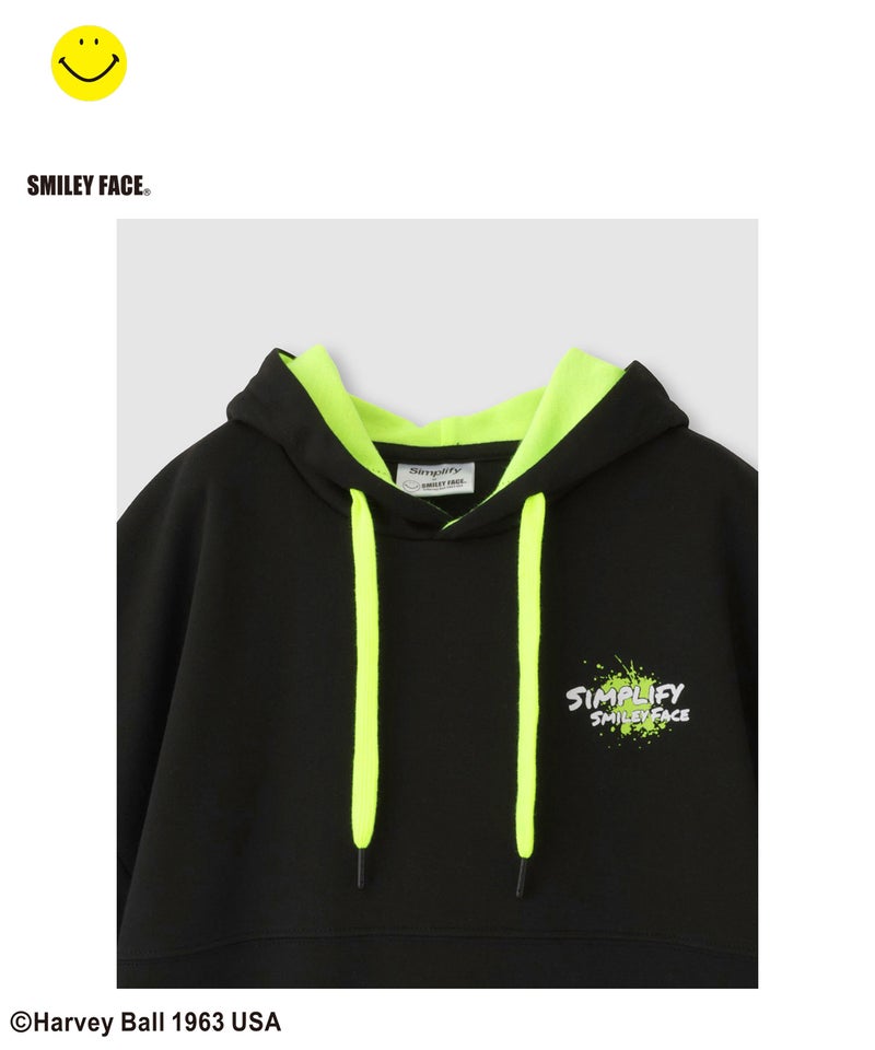 Simplify  スマイリーフェイス ペイントグラフィック ダンボールニット 半袖パーカー キッズ商品画像-5