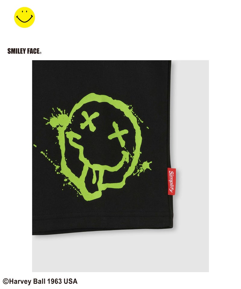 Simplify  スマイリーフェイス ペイントグラフィック ダンボールニット 半袖パーカー キッズ商品画像-7