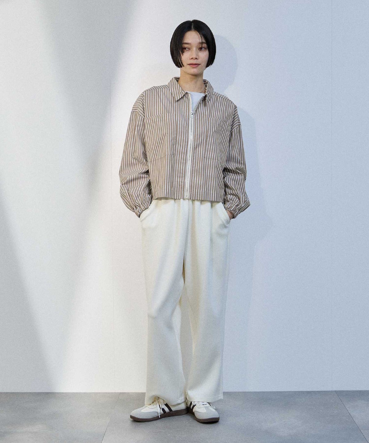 milli de l'air ストライプスイングトップシャツ レディース