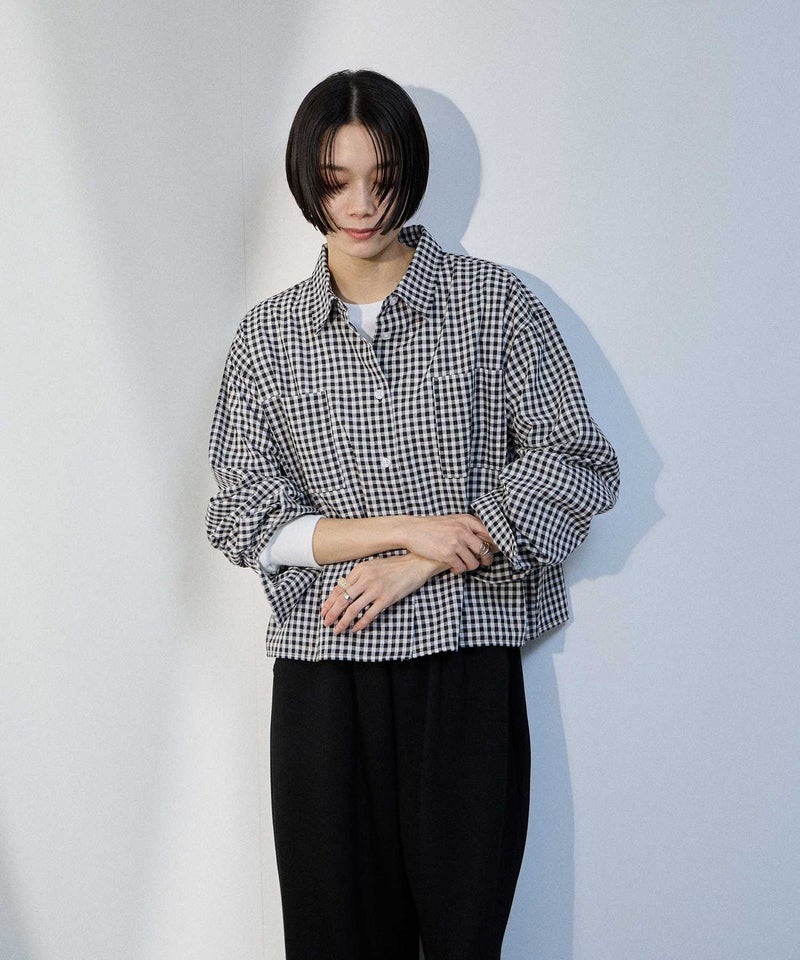[期間限定価格]milli de l'air  ギンガムチェッククロップドシャツ レディース商品画像-1