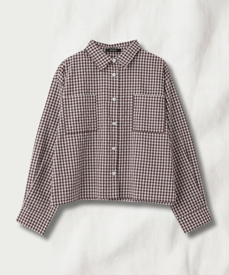 milli de l'air  ギンガムチェッククロップドシャツ レディース商品画像-2