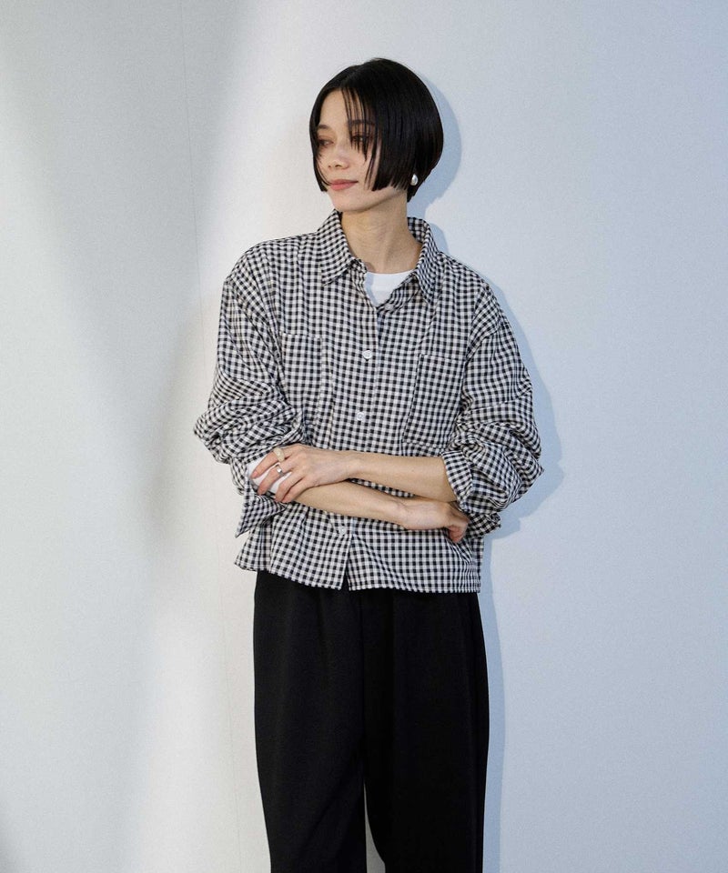 [期間限定価格]milli de l'air  ギンガムチェッククロップドシャツ レディース商品画像-3