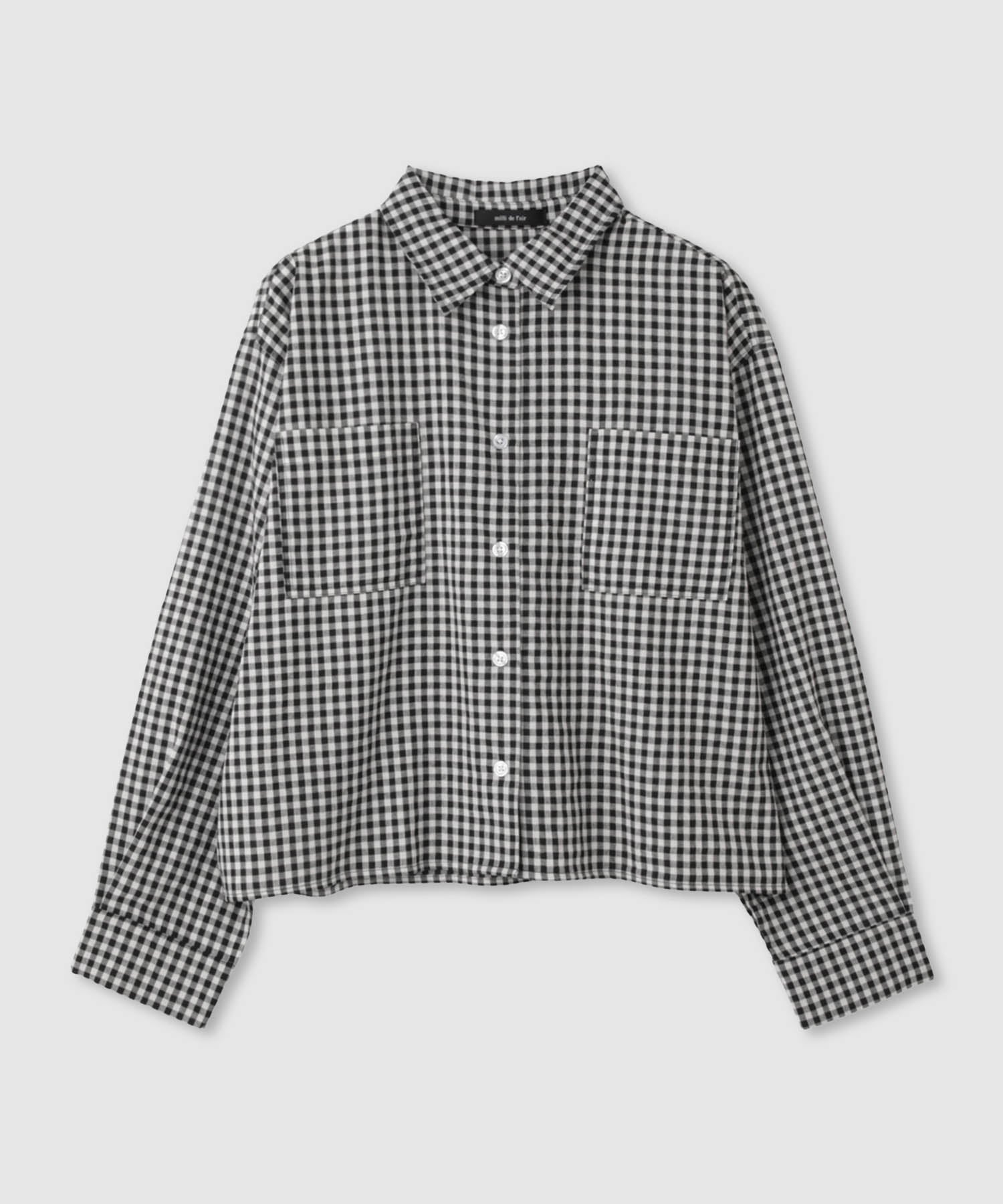 milli de l'air ギンガムチェッククロップドシャツ レディース