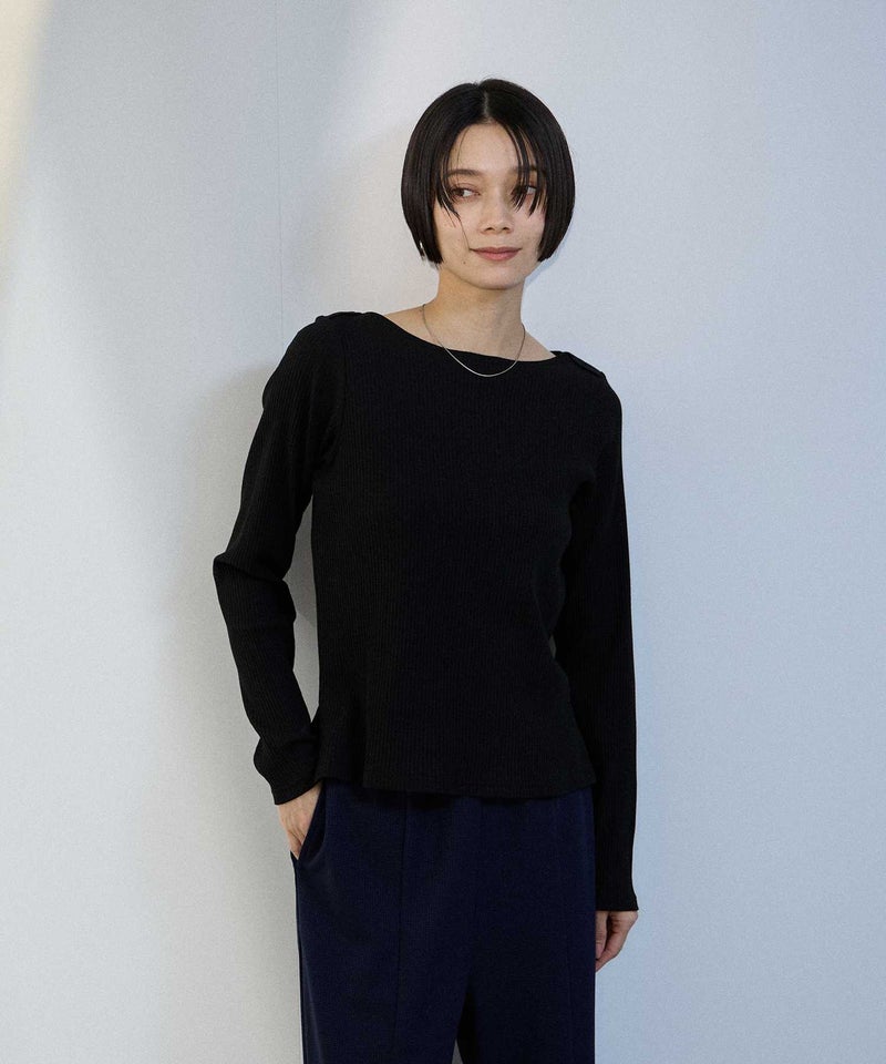 [期間限定価格]milli de l'air  テレコレイヤーボートネックプルオーバー レディース ネコポス 対応商品商品画像-4