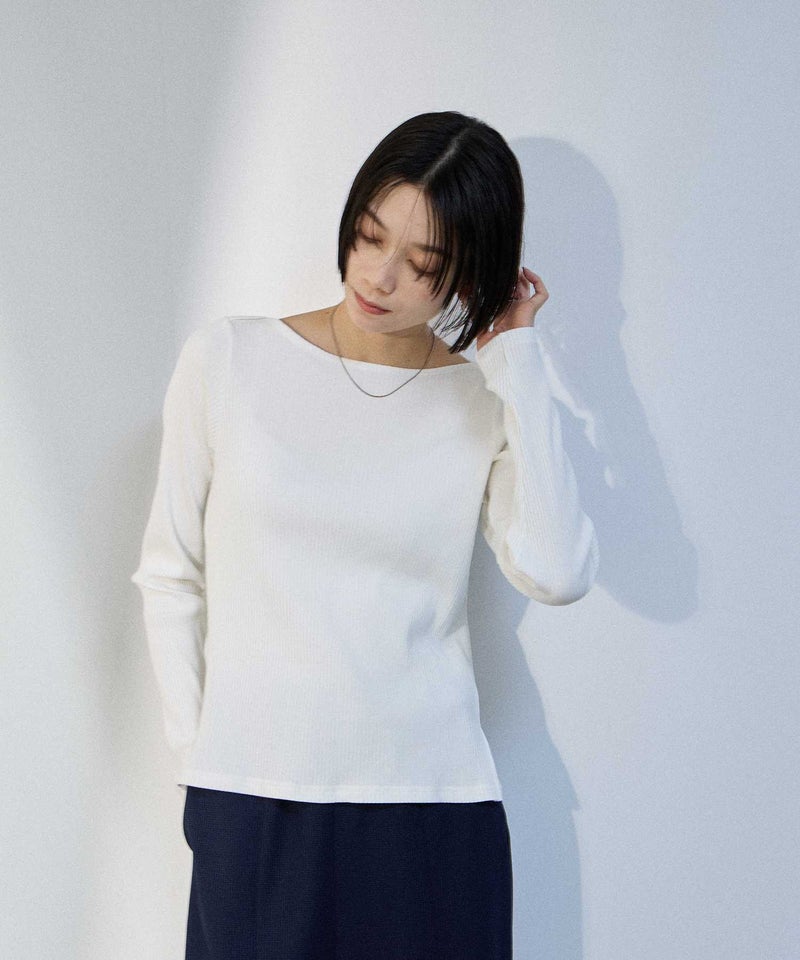 [期間限定価格]milli de l'air  テレコレイヤーボートネックプルオーバー レディース ネコポス 対応商品商品画像-8