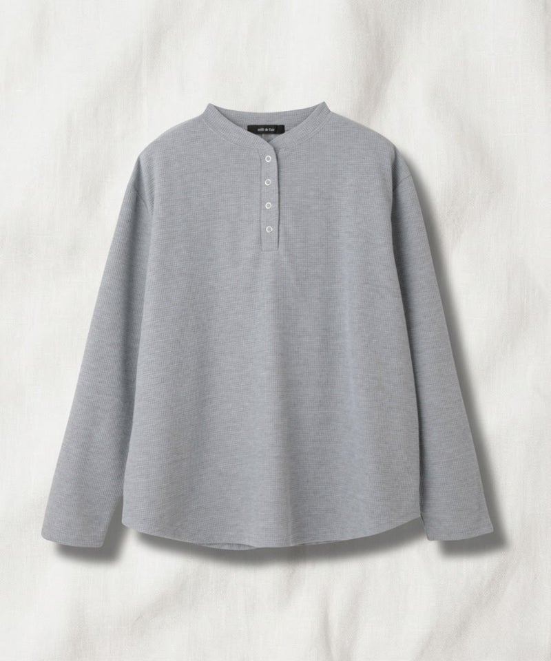 milli de l'air ワッフルヘンリーネックプルオーバー レディース メール便 対応商品商品画像-3