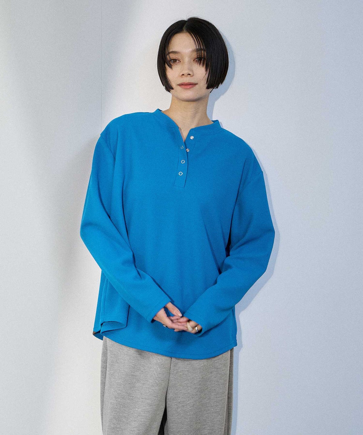 milli de l'air ワッフルヘンリーネックプルオーバー レディース メール便 対応商品