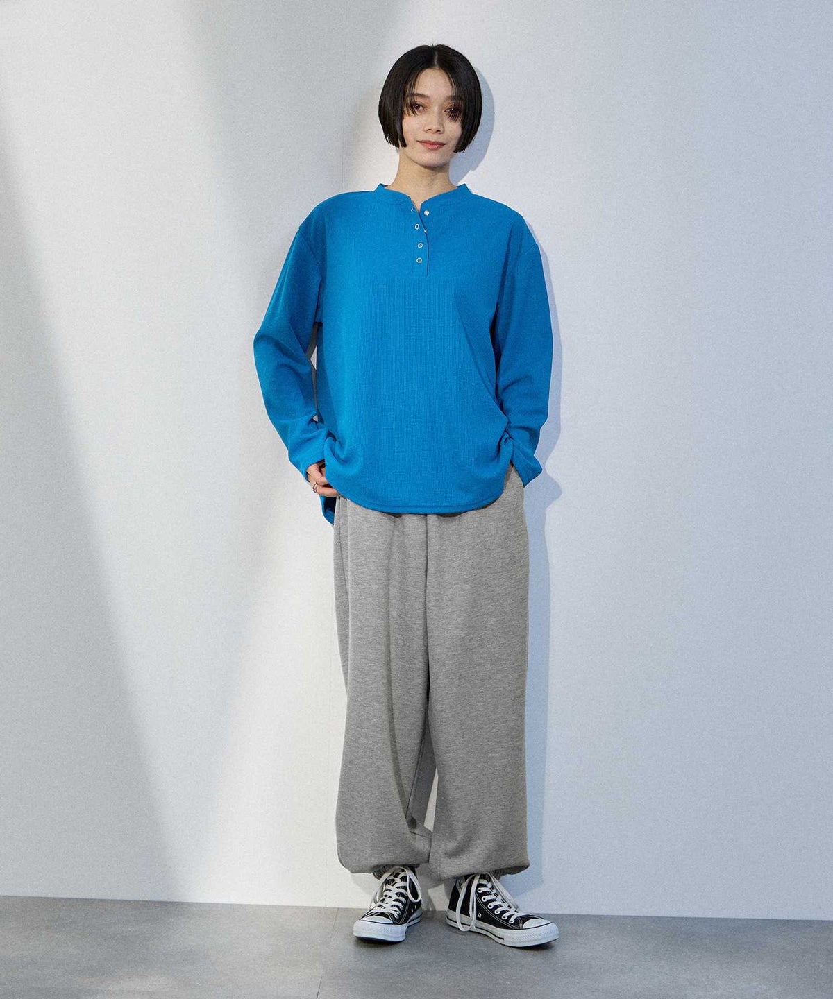 milli de l'air ワッフルヘンリーネックプルオーバー レディース メール便 対応商品