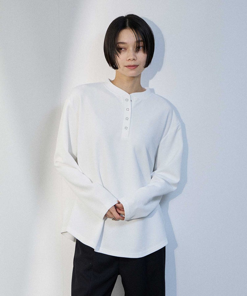 [期間限定価格]milli de l'air  ワッフルヘンリーネックプルオーバー レディース ネコポス 対応商品商品画像-7