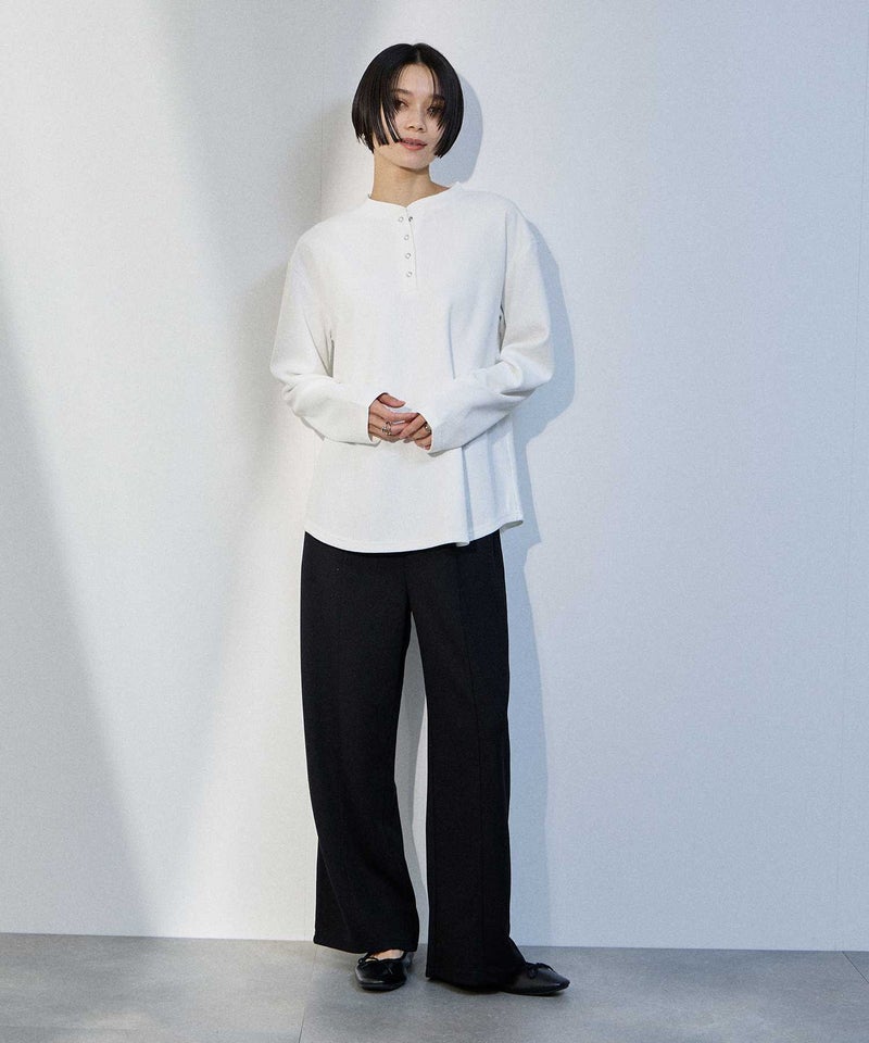 [期間限定価格]milli de l'air  ワッフルヘンリーネックプルオーバー レディース ネコポス 対応商品商品画像-8