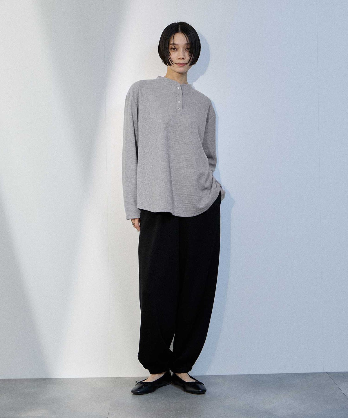 milli de l'air ワッフルヘンリーネックプルオーバー レディース メール便 対応商品