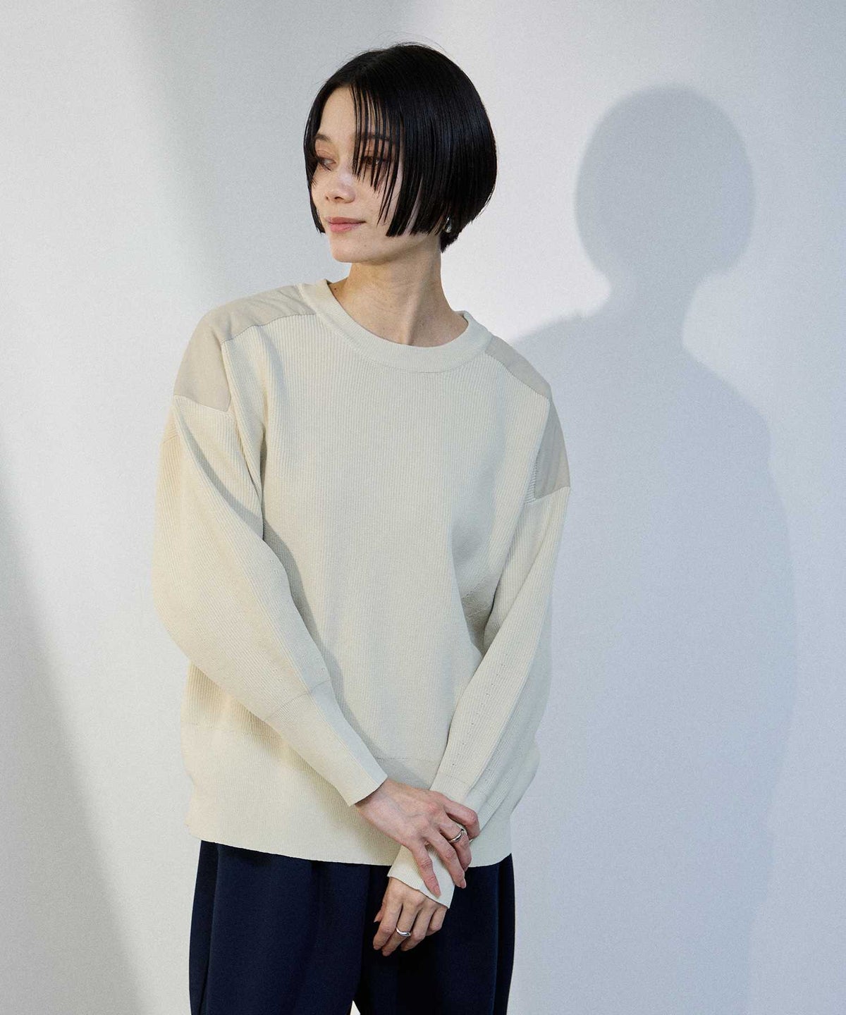 milli de l'air ショルダーアクセントニットプルオーバー レディース