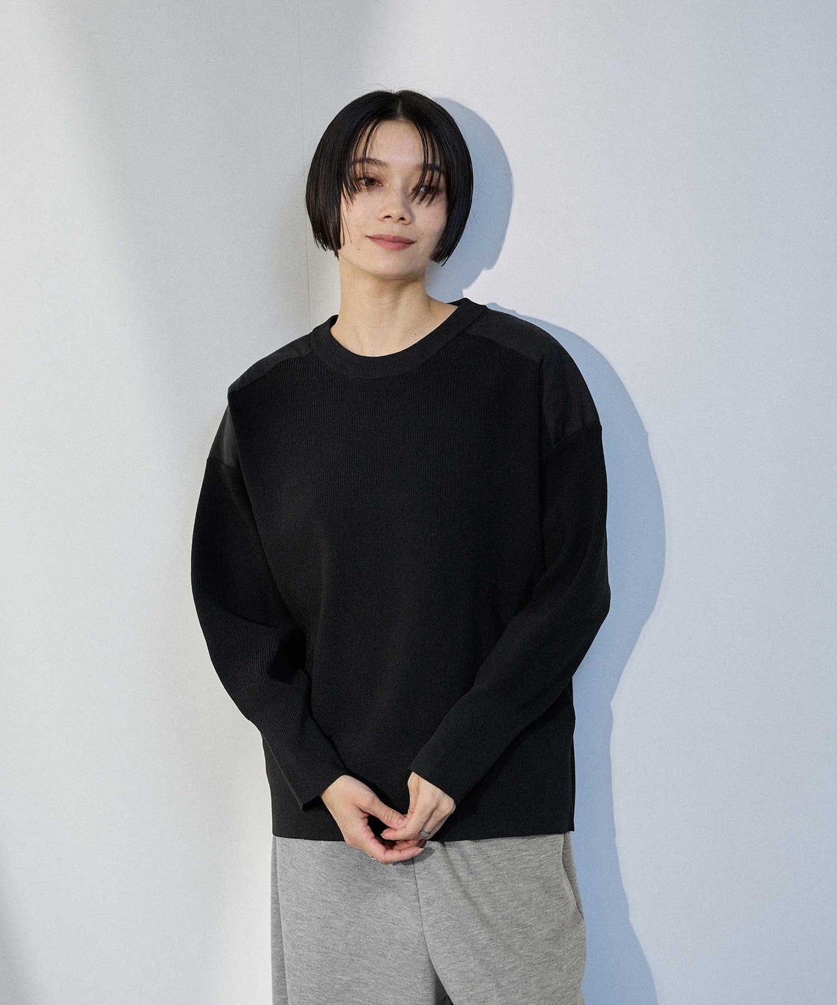 milli de l'air ショルダーアクセントニットプルオーバー レディース