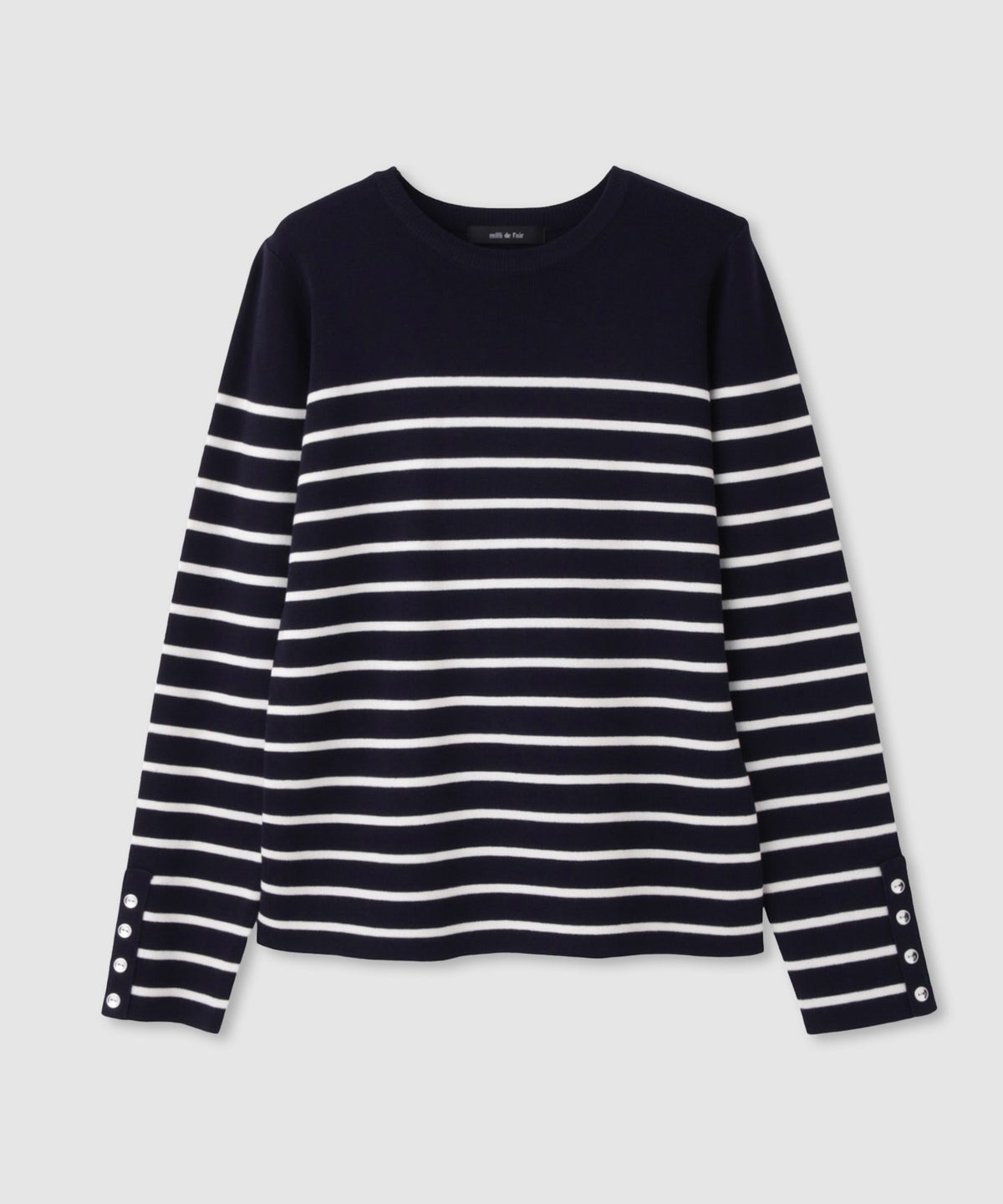 milli de l'air 袖口ボタンリブニットプルオーバー レディース