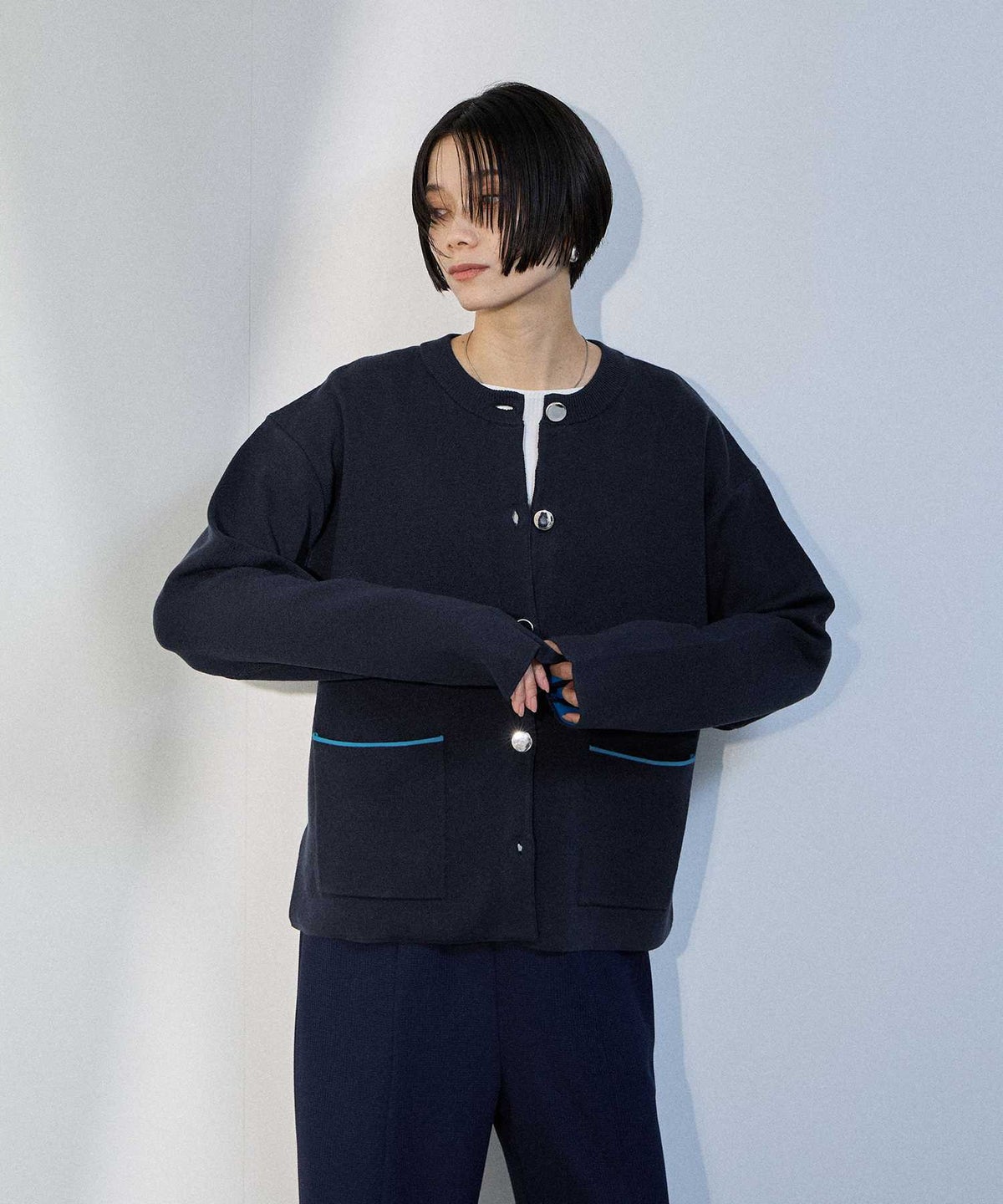 milli de l'air カラーアクセントニットジャケット レディース