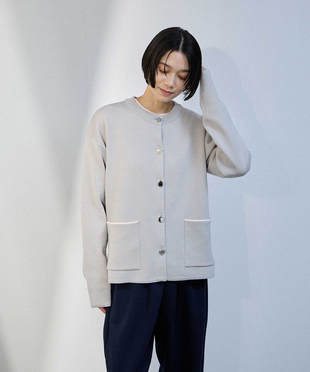 milli de l'air カラーアクセントニットジャケット レディース