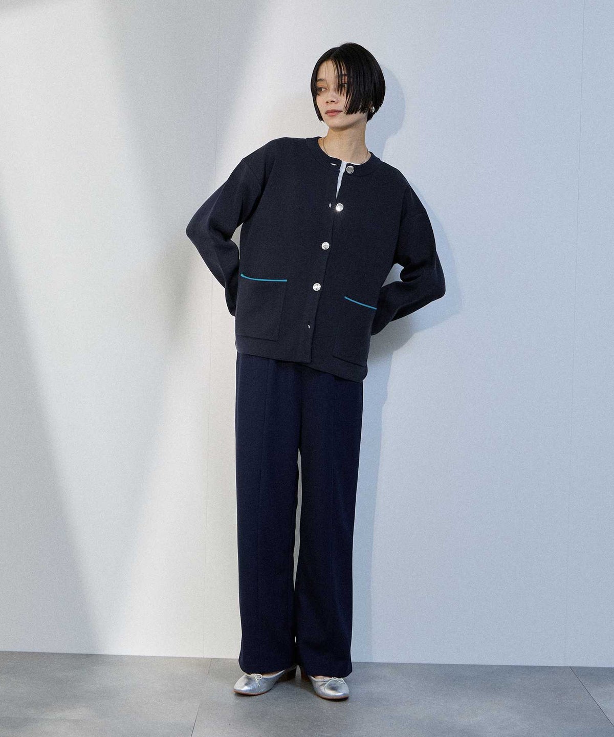 milli de l'air カラーアクセントニットジャケット レディース