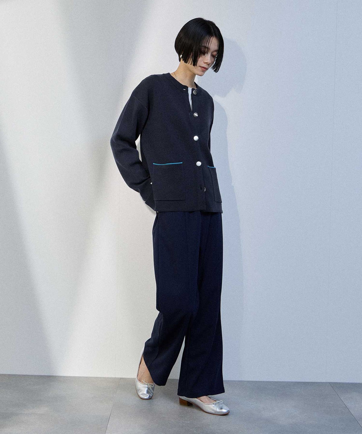 milli de l'air カラーアクセントニットジャケット レディース