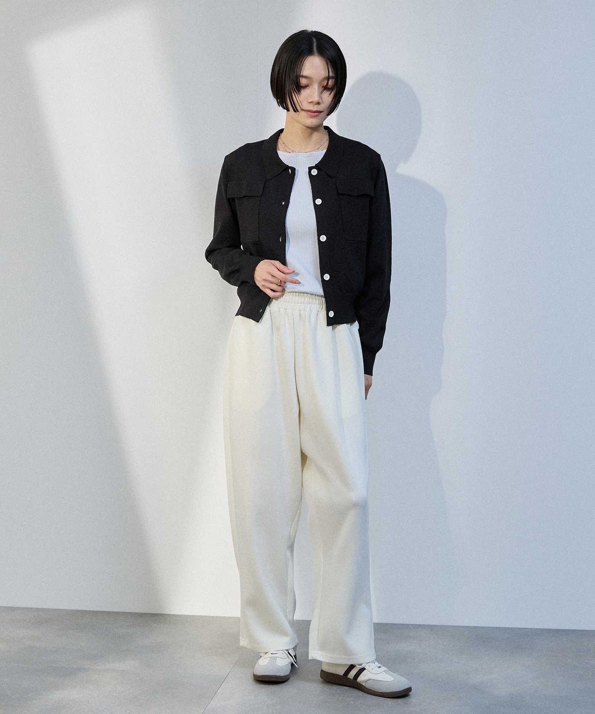 milli de l'air ポケット付きポロカーディガン レディース