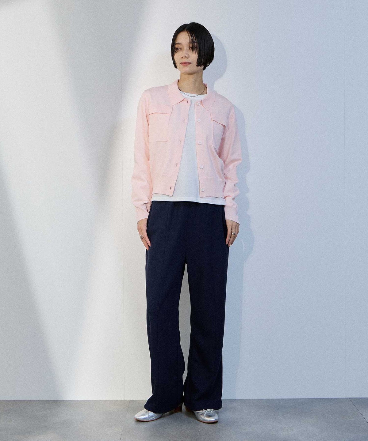 milli de l'air ポケット付きポロカーディガン レディース