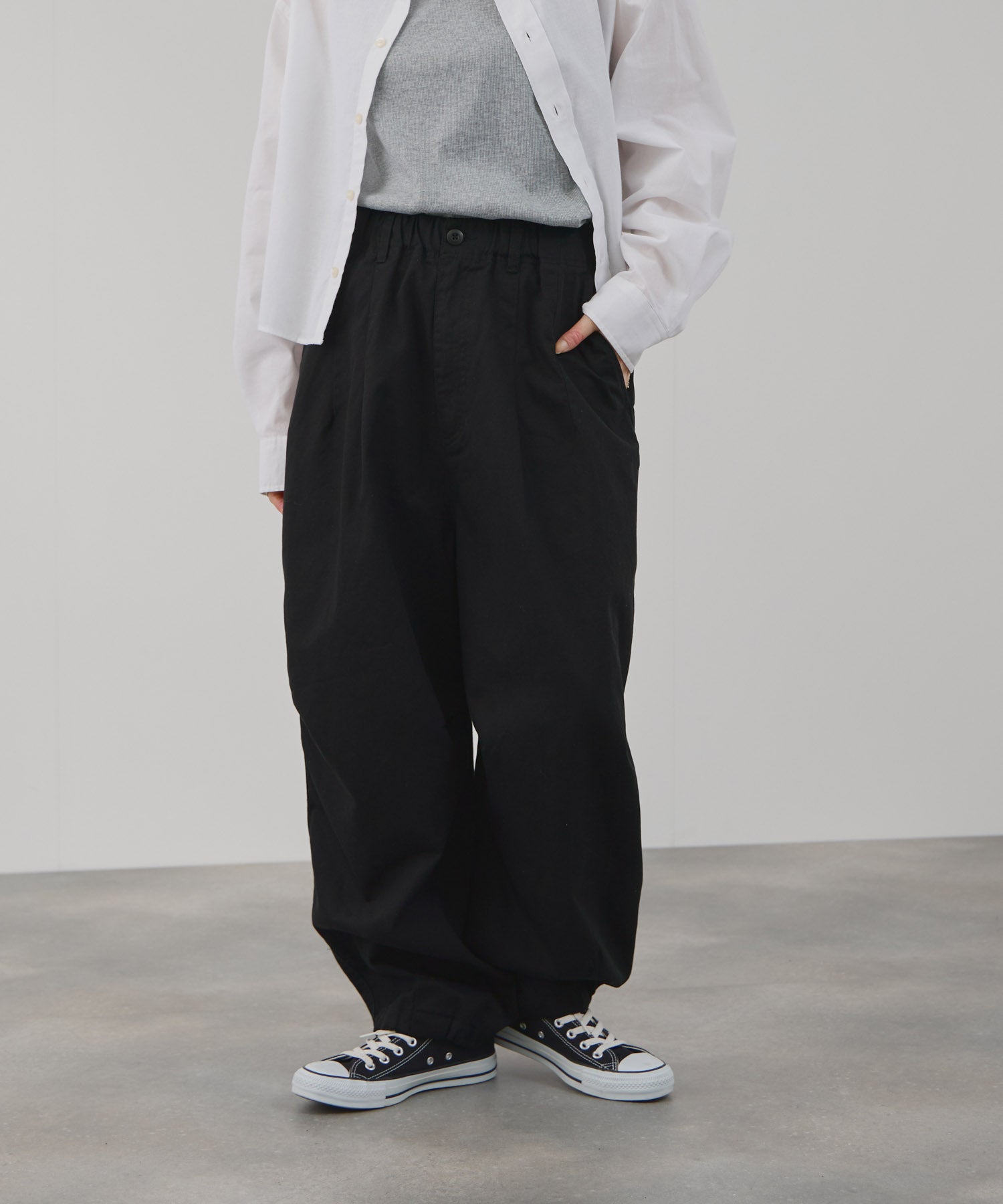 NAVY ワイドタックチノパンツ レディース