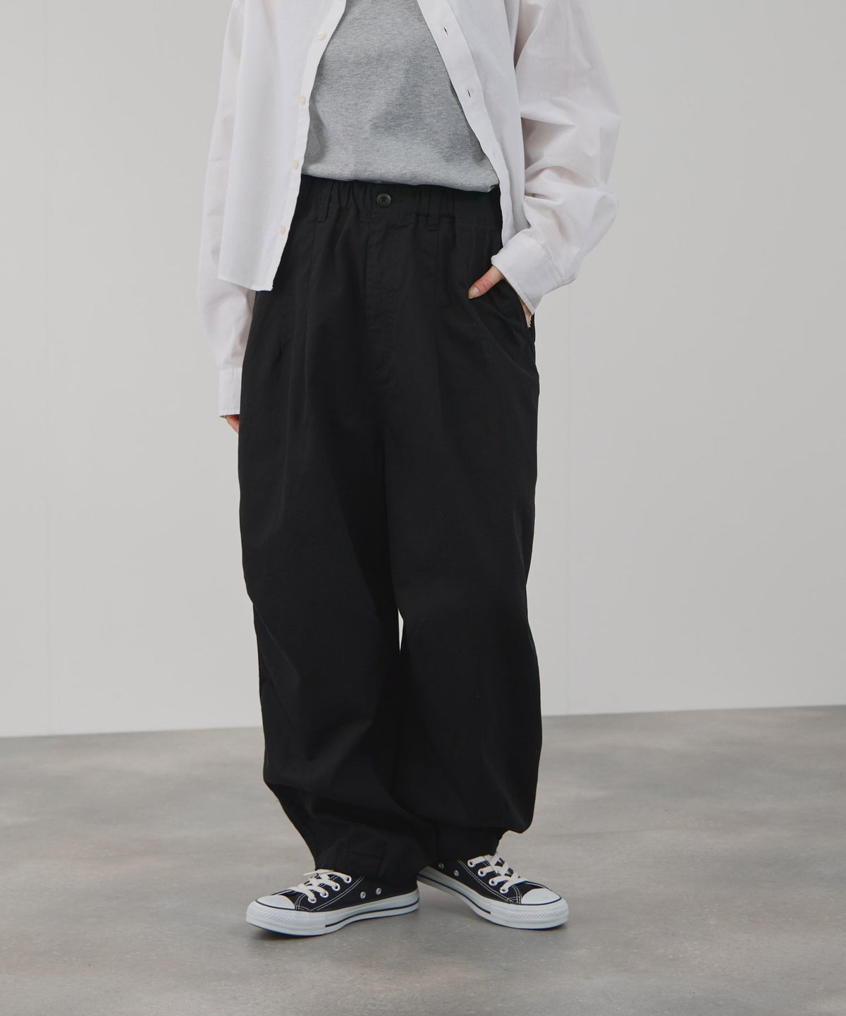 NAVY ワイドタックチノパンツ レディース